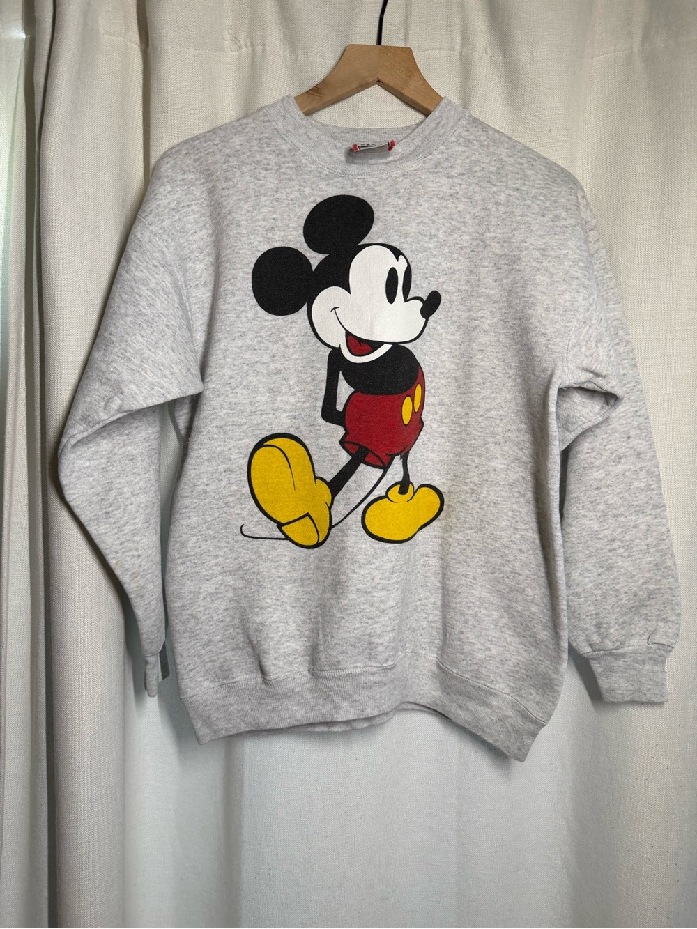 Disney Gray Crewneck Sweatshirt with Classic Mickey Graphic